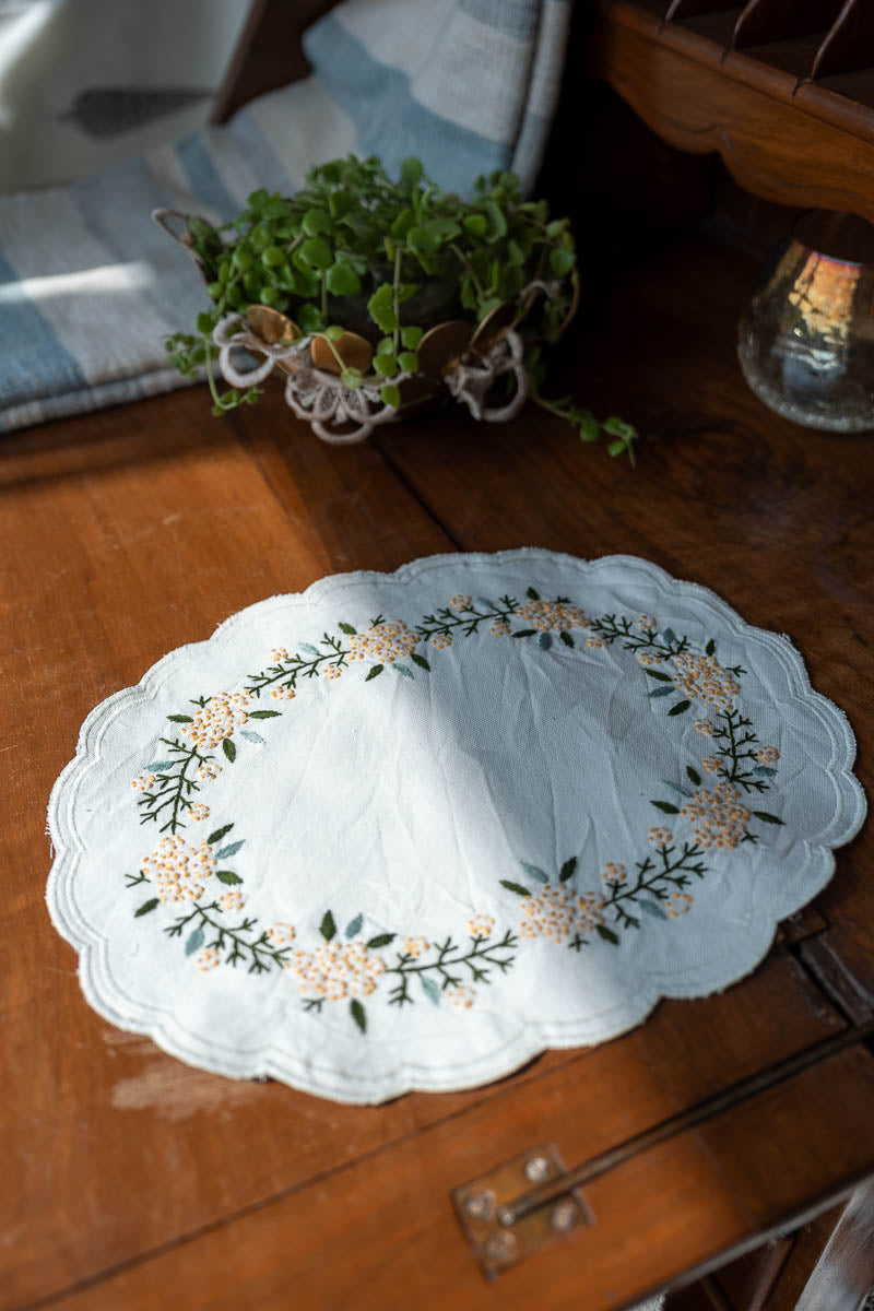 Hand Embroidered Cotton Doilies