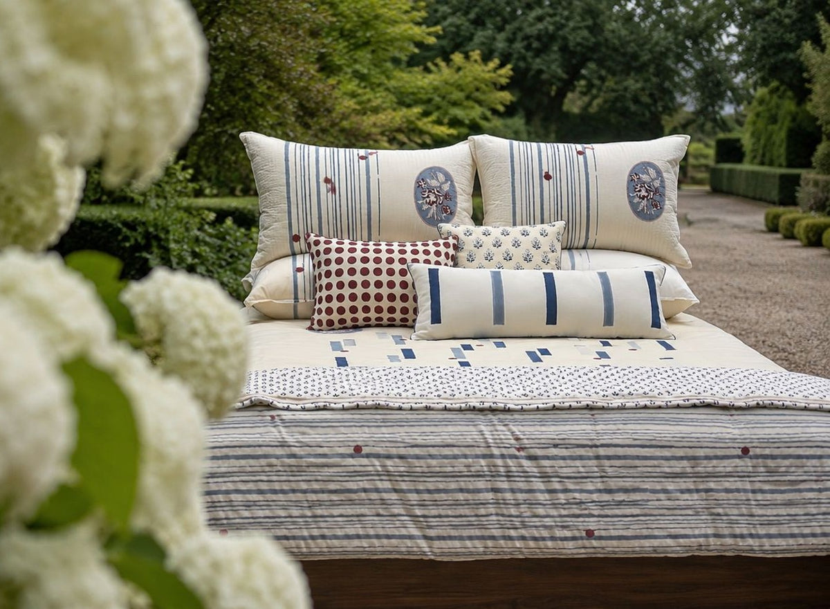 Noor Hand Block Printed Hand Quilted Cotton Quilt / Razai