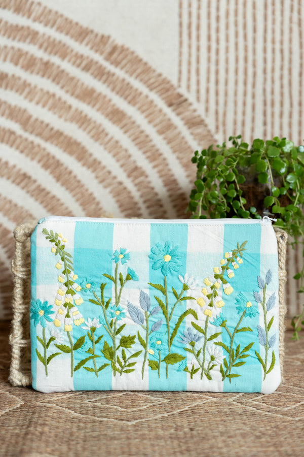 UTILITY POUCH-BLUE GHINGHAM