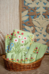 Olive Hand Embroidered Cotton Waffled Bath Towels