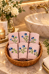 Rose Pink Hand Embroidered Cotton Waffled FaceTowels
