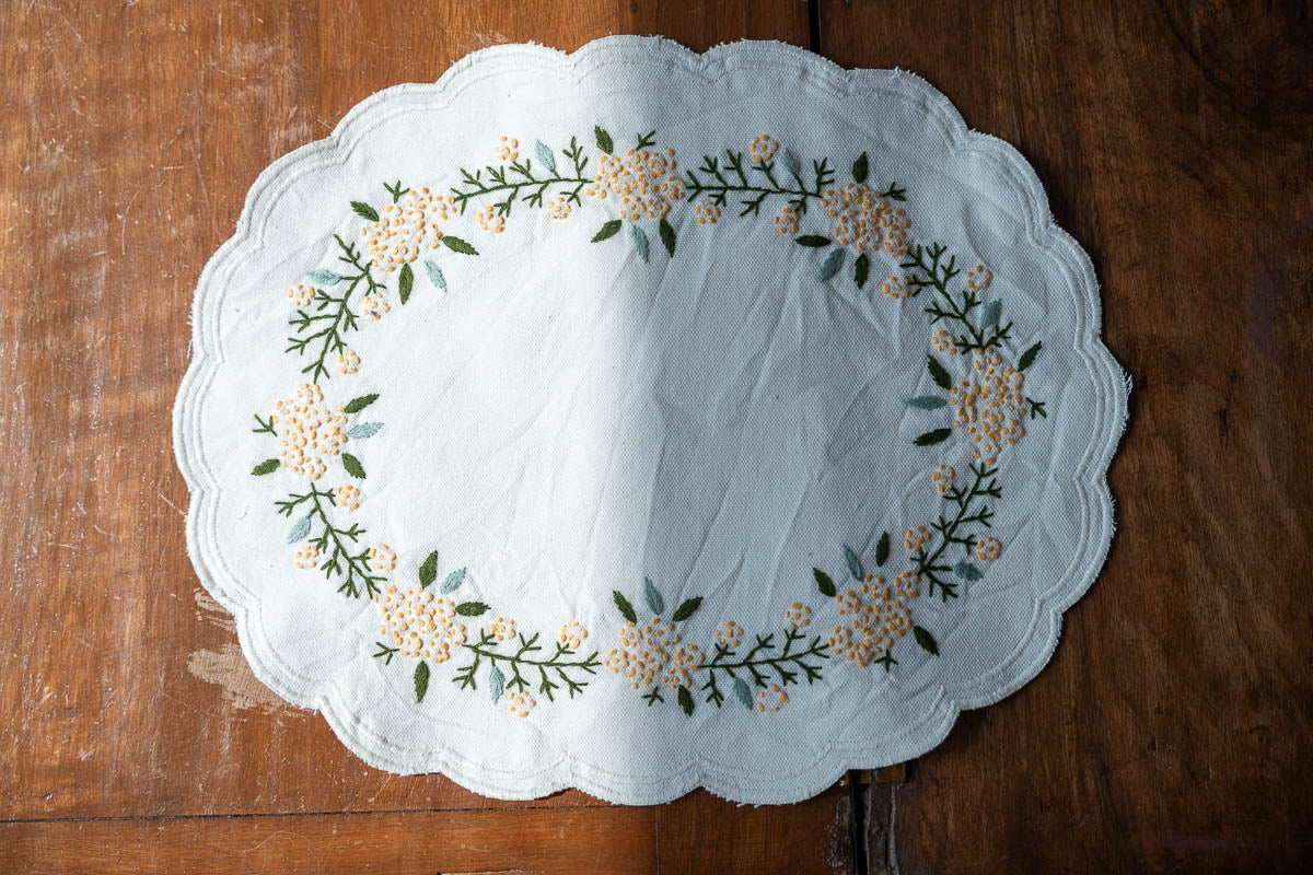 Hand Embroidered Cotton Doilies