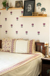 Maroon Border Hand Block Printed 300TC Percale Cotton Bedsheet