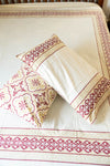 Maroon Border Hand Block Printed 300TC Percale Cotton Bedsheet