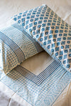 Blue Border Hand Block Printed 300TC Percale Cotton Bedsheet