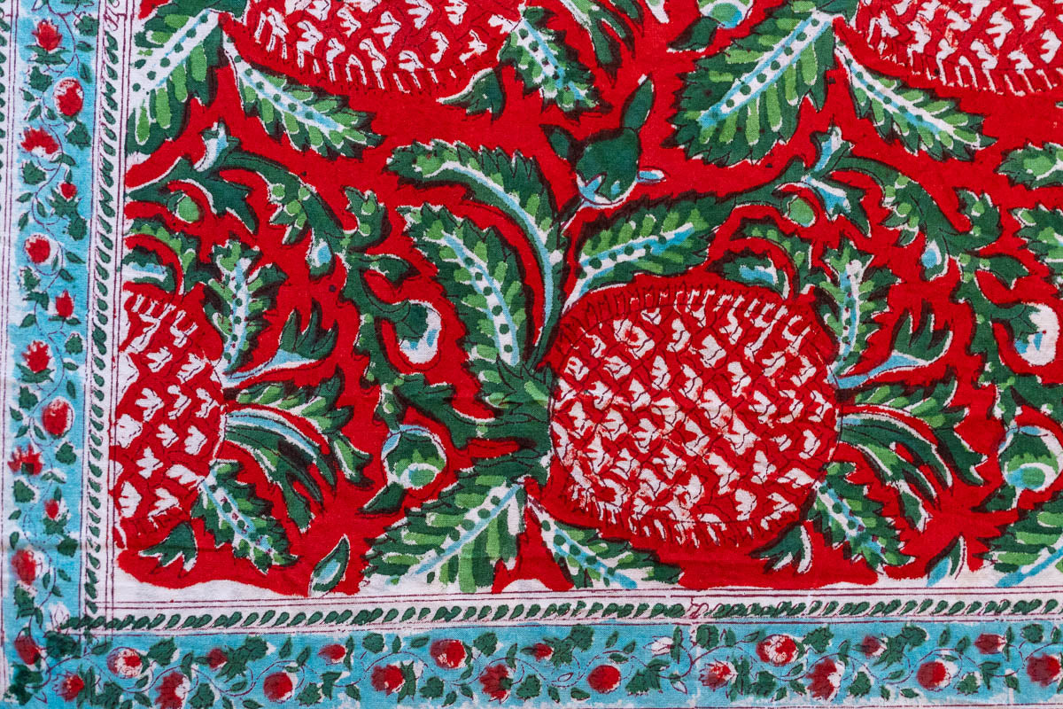 Lal Jaali Hand Block Printed 300TC Percale Cotton Bedsheet