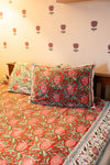 Lal Jaali Hand Block Printed 300TC Percale Cotton Bedsheet
