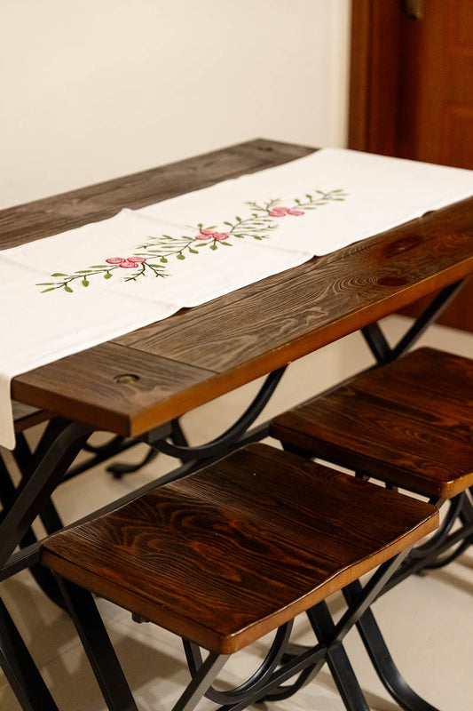 Pink Hand Embroidered Table Runner