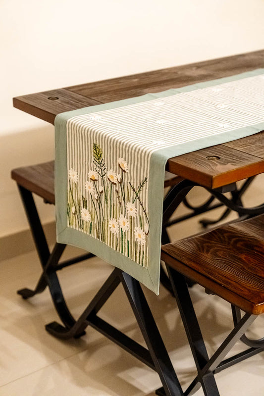 Stripe Hand Embroidered Table Runner