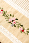 Beige Stripe Hand Embroidered Table Runner
