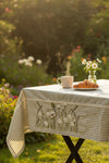 Stripe Hand Embroidered Cotton Dining Table Cover