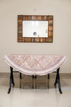 Beige Cotton Hand Block Printed, Round Dining Table Cover