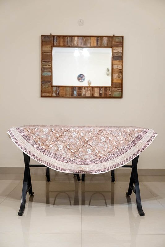 Beige Round Dining Linen