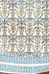 Blue Green Cotton Hand Block Printed, Round Dining Table Cover