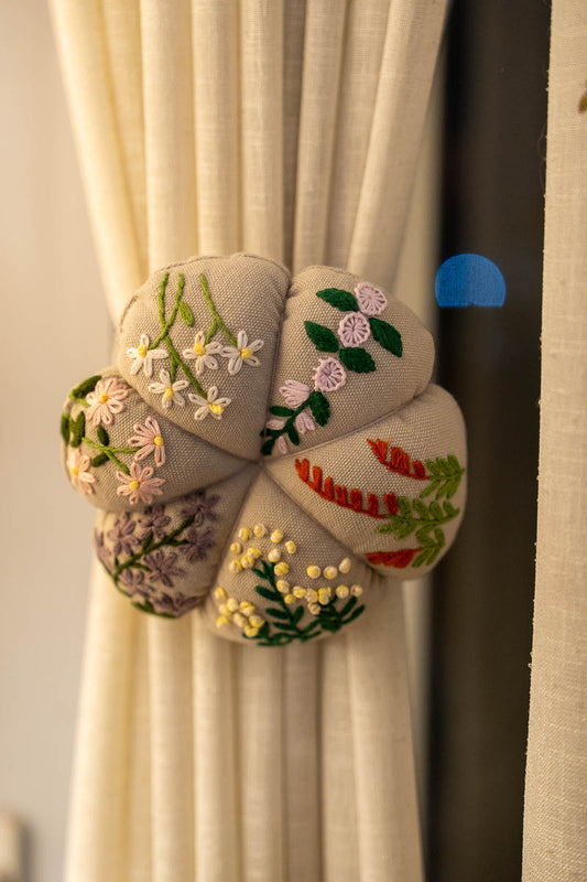 Beige Multicolored Curtain Tie-Back