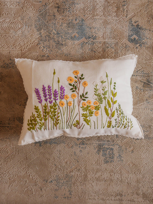 Mauve Hand Embroidered Cushion Cover