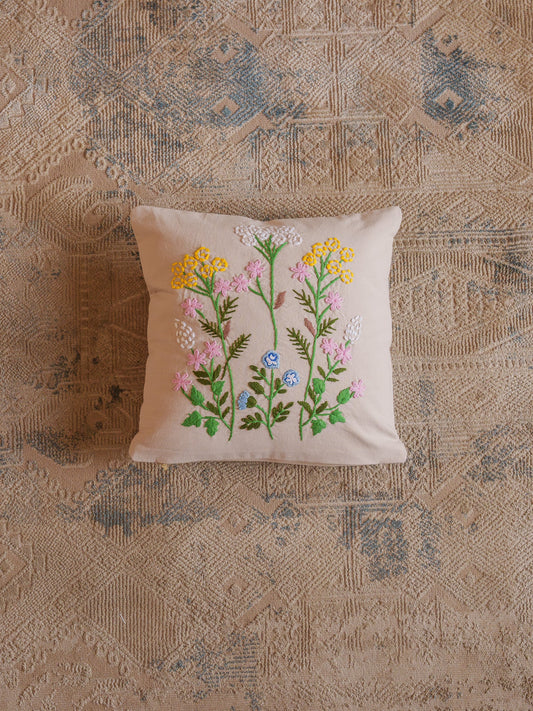 Pastel Hand Embroidered Cushion Cover