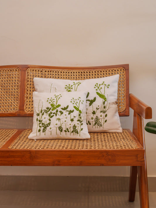 Mint Hand Embroidered Cushion Cover