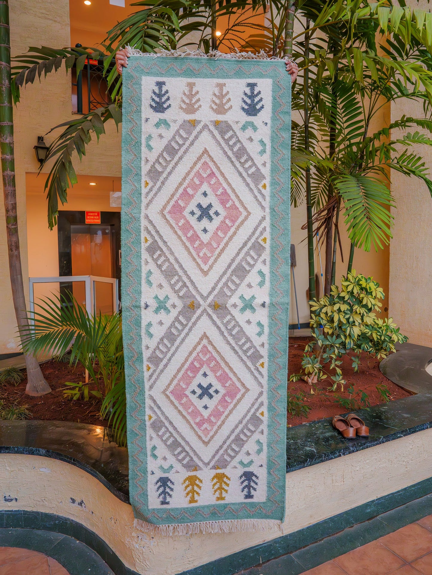 Handwoven Dhurrie Rug - The Bubblegum weave