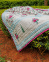 Chittor Hand Block Printed Hand Quilted Cotton Quilt / Razai