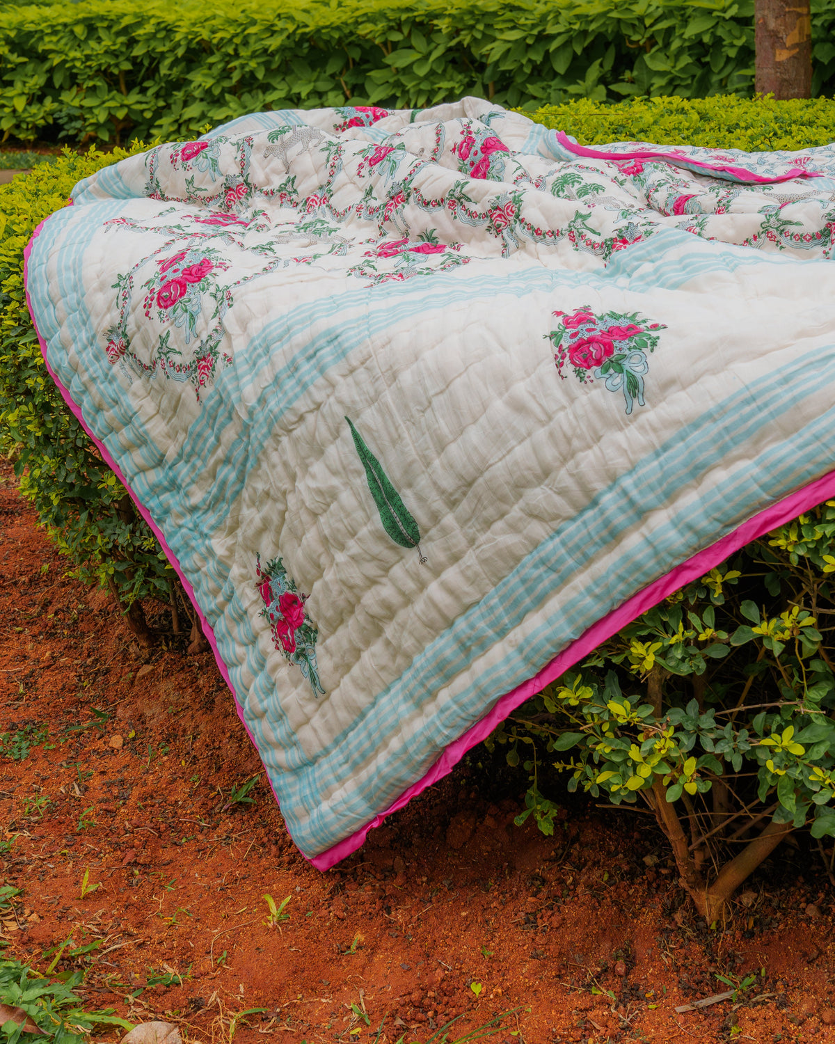 Chittor Hand Block Printed Hand Quilted Cotton Quilt / Razai