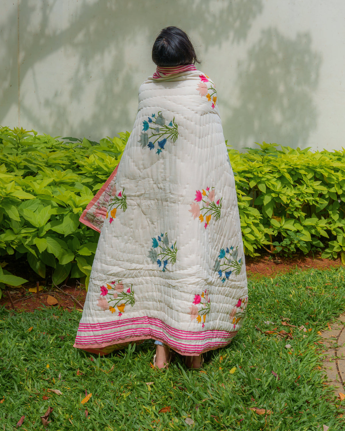 Phool Hand Block Printed Hand Quilted Cotton Quilt / Razai