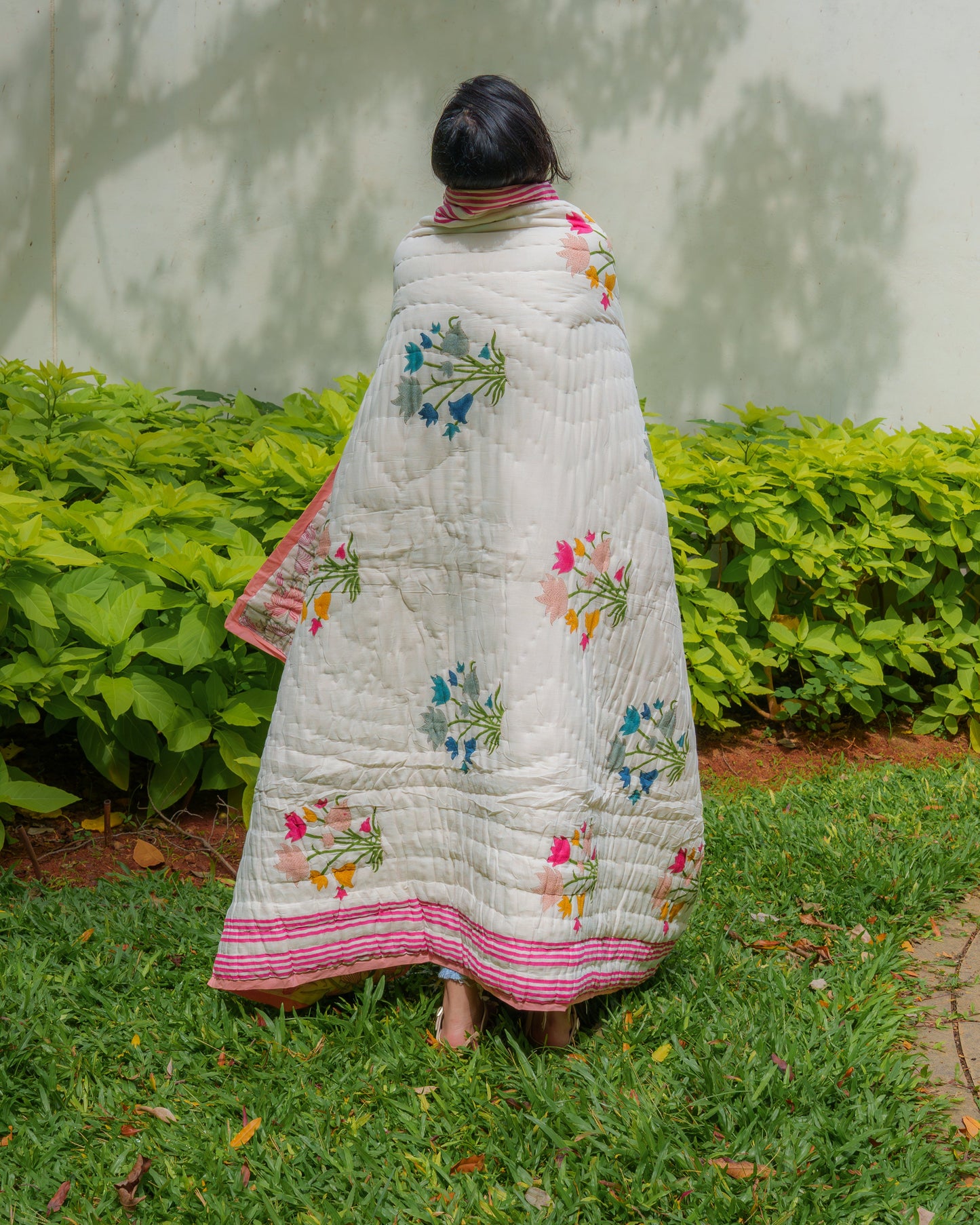 Phool Hand Block Printed Hand Quilted Cotton Quilt / Razai