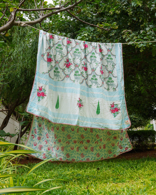 Chittor Hand Block Printed Mulmul Cotton Reversible Dohar