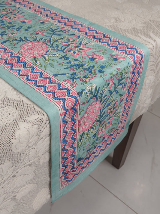 Seagreen Hand Block Printed Table Runner
