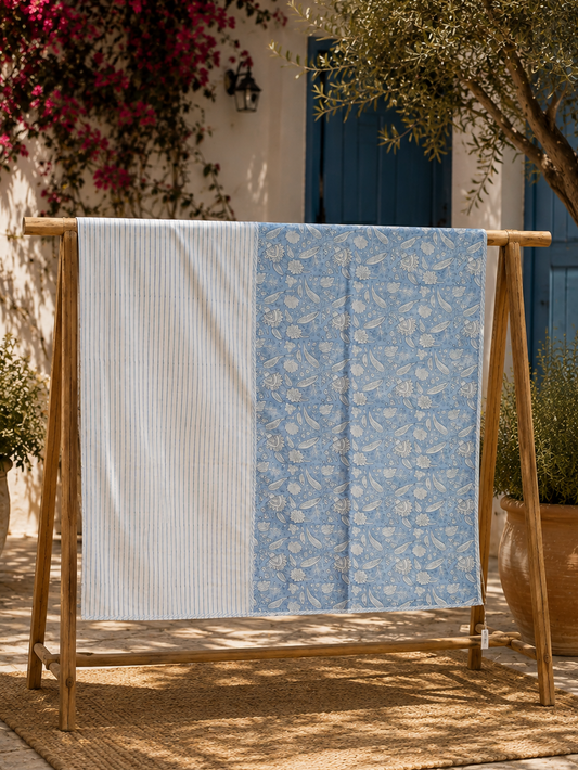 Gagan Hand Block Printed Mulmul Cotton Reversible Dohar