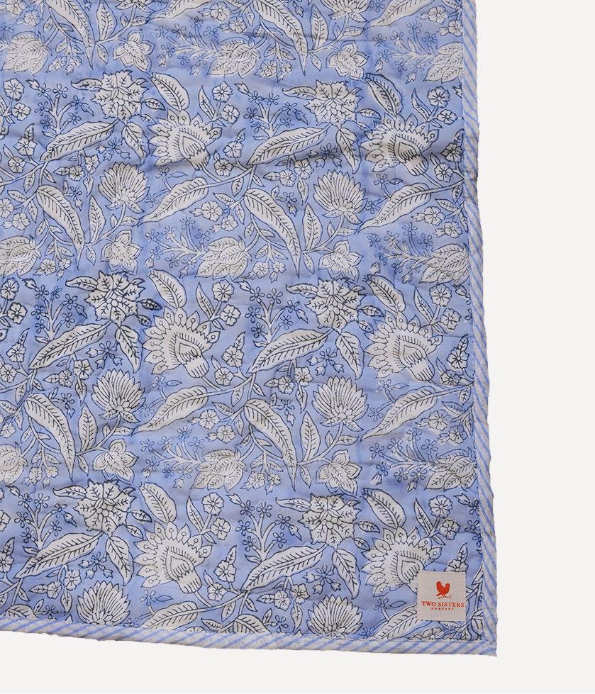 Gagan Hand Block Printed Hand Quilted Cotton Quilt / Razai