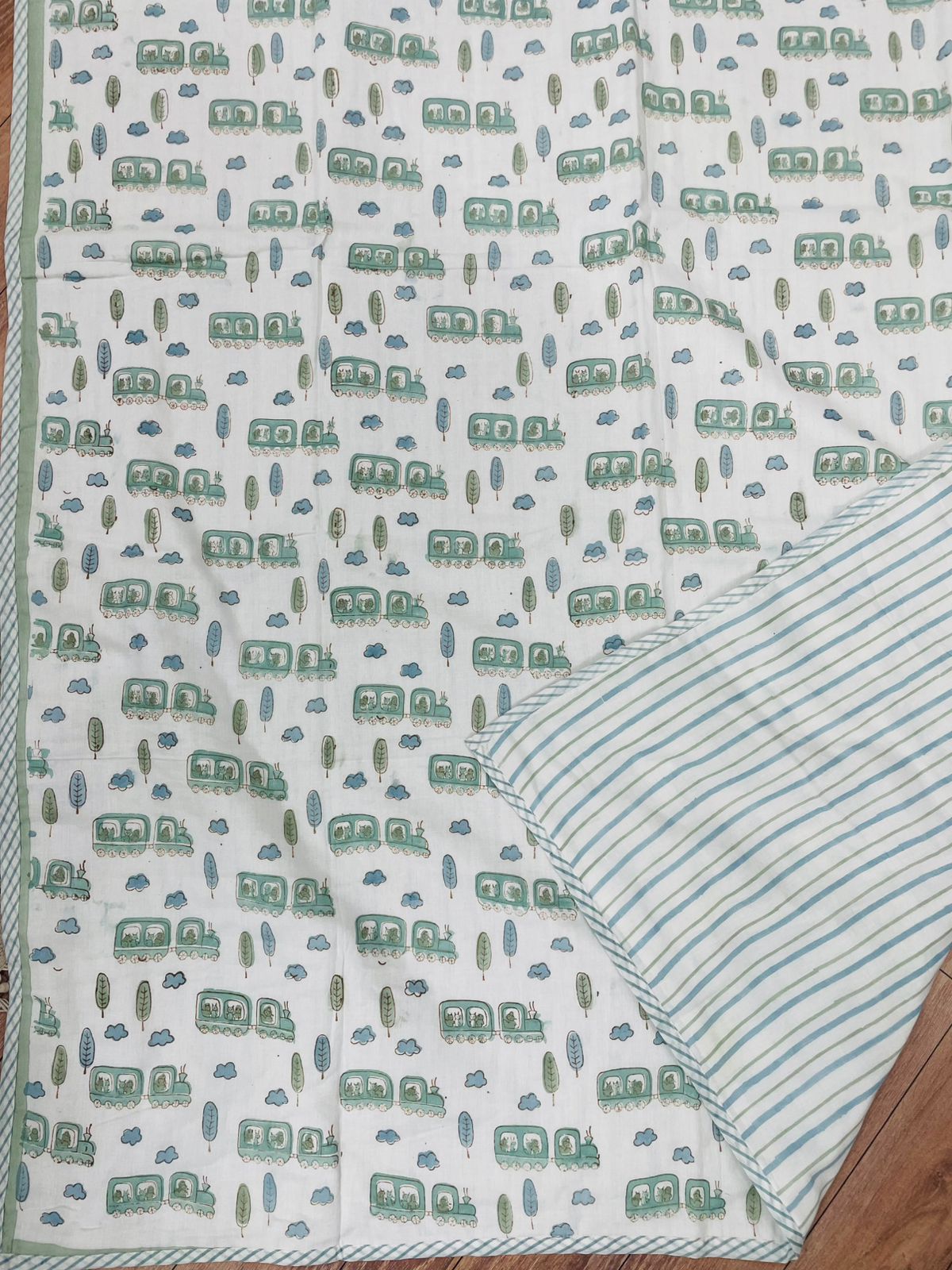 Toy Train  Hand Block Printed Kids Dohar