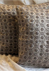 Grey Silk Chikankari Cushion Cover-Hand Embroidered