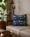 Birds Indigo Hand Block Printed Cushion Cover