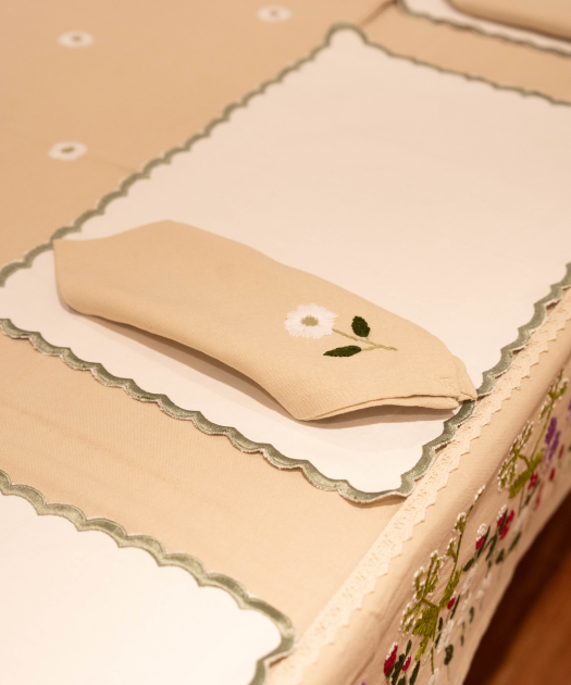 Bagh Hand Embroidered Cotton Dining Table Cover