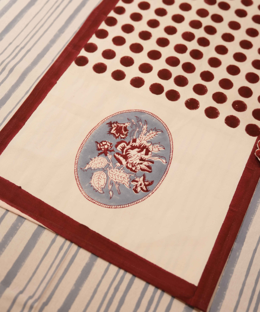 Noor Polka Hand Block Printed Table Runner