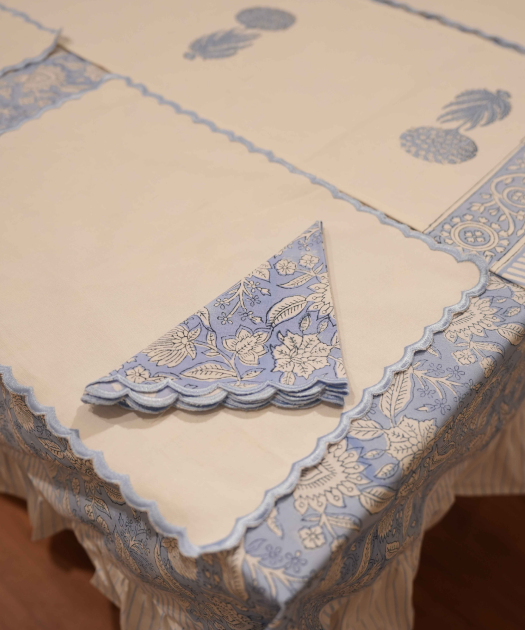 Blue Scalloped Table Mats