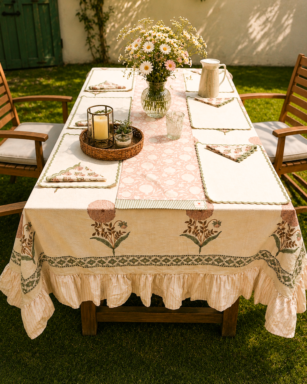 Raj Pankhudi Handblock Printed Cotton Dining Table Cover