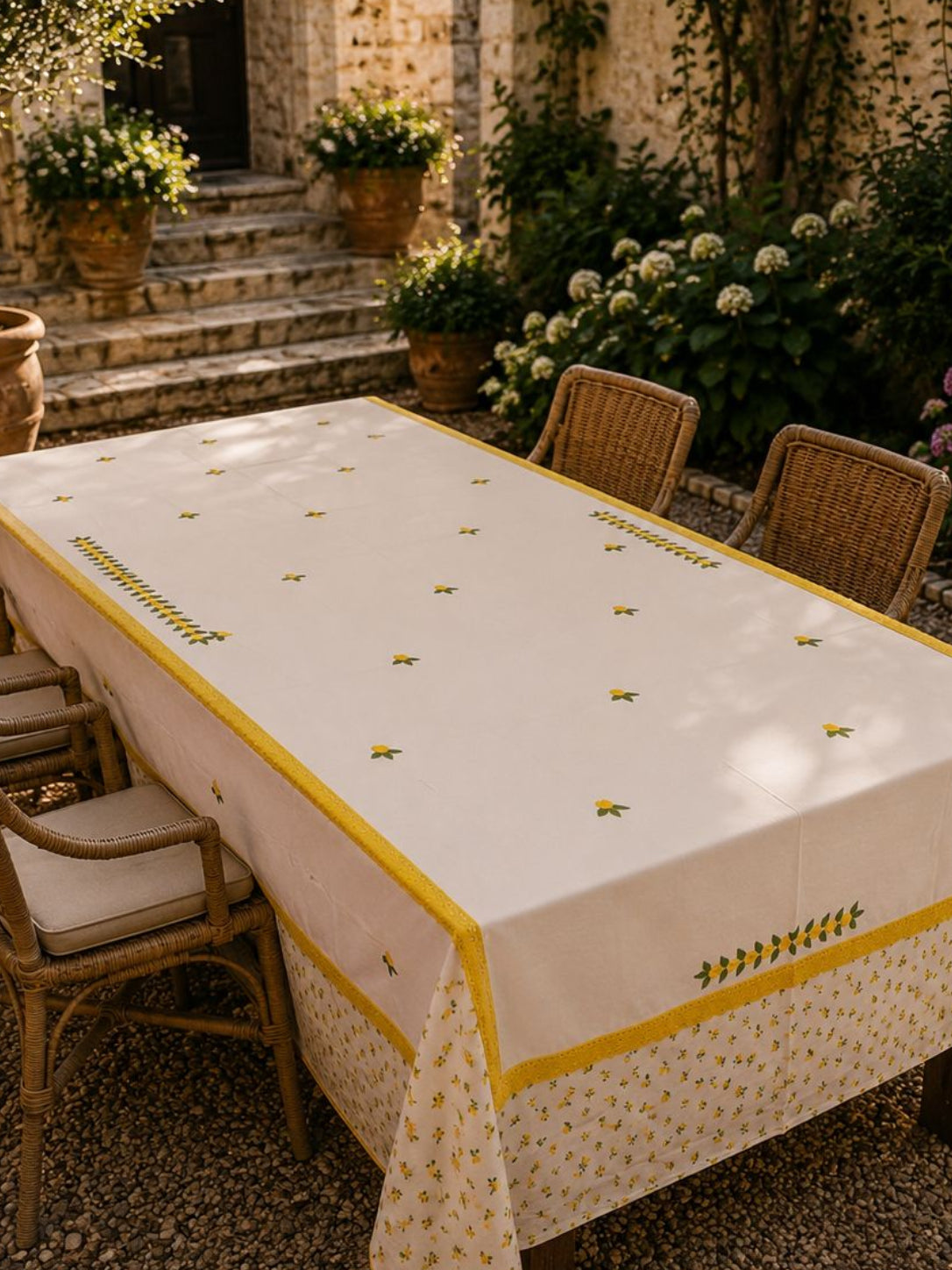 Amalfi Hand Embroidered Cotton Dining Table Cover