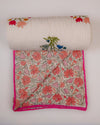 Phool Hand Block Printed Hand Quilted Cotton Quilt / Razai