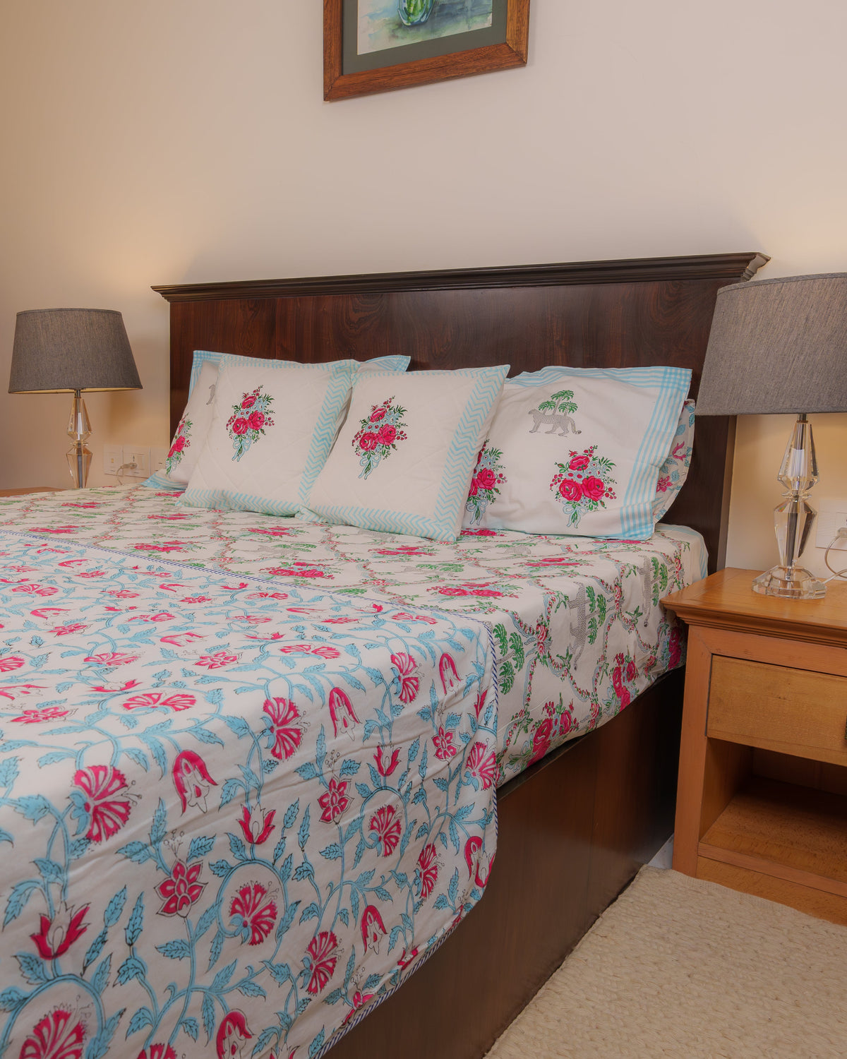 Chittor Hand Block Printed 300TC Percale Cotton Bedsheet