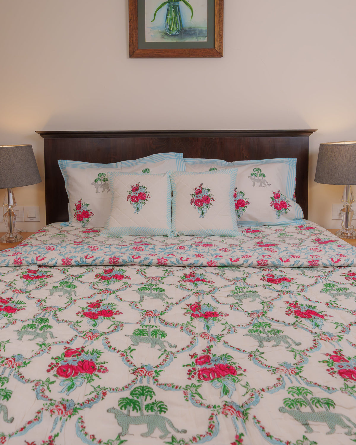 Chittor Hand Block Printed 300TC Percale Cotton Bedsheet
