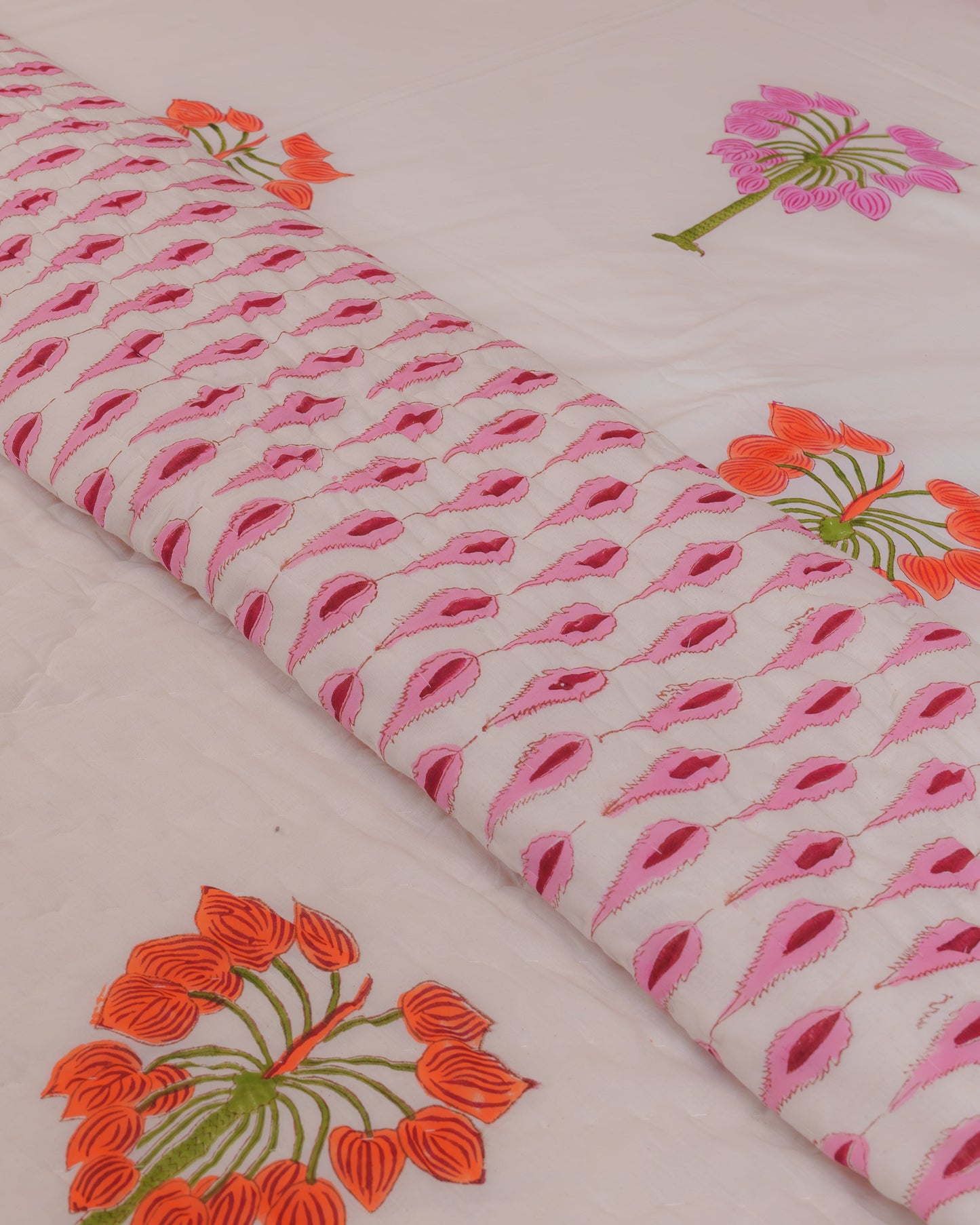 Jaipur Hand Block Printed Hand Quilted Cotton Quilt / Razai