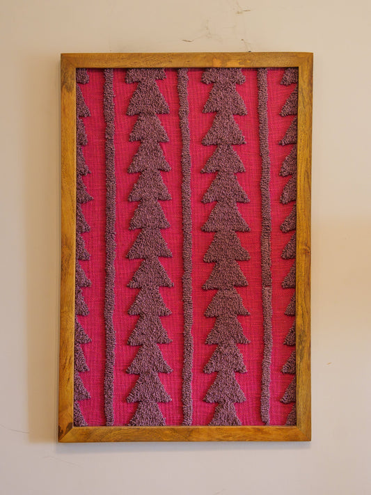 Wall Art / Hand Made Tapestry - Magenta Tufted Knots