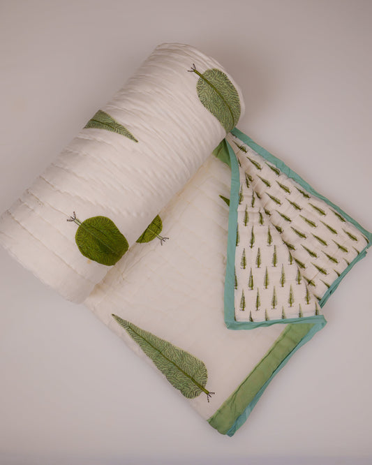 Ajmer Hand Block Printed Hand Quilted Cotton Quilt / Razai