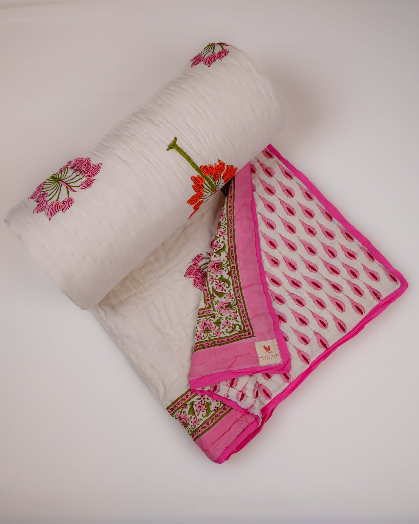 Jaipur Hand Block Printed Hand Quilted Cotton Quilt / Razai
