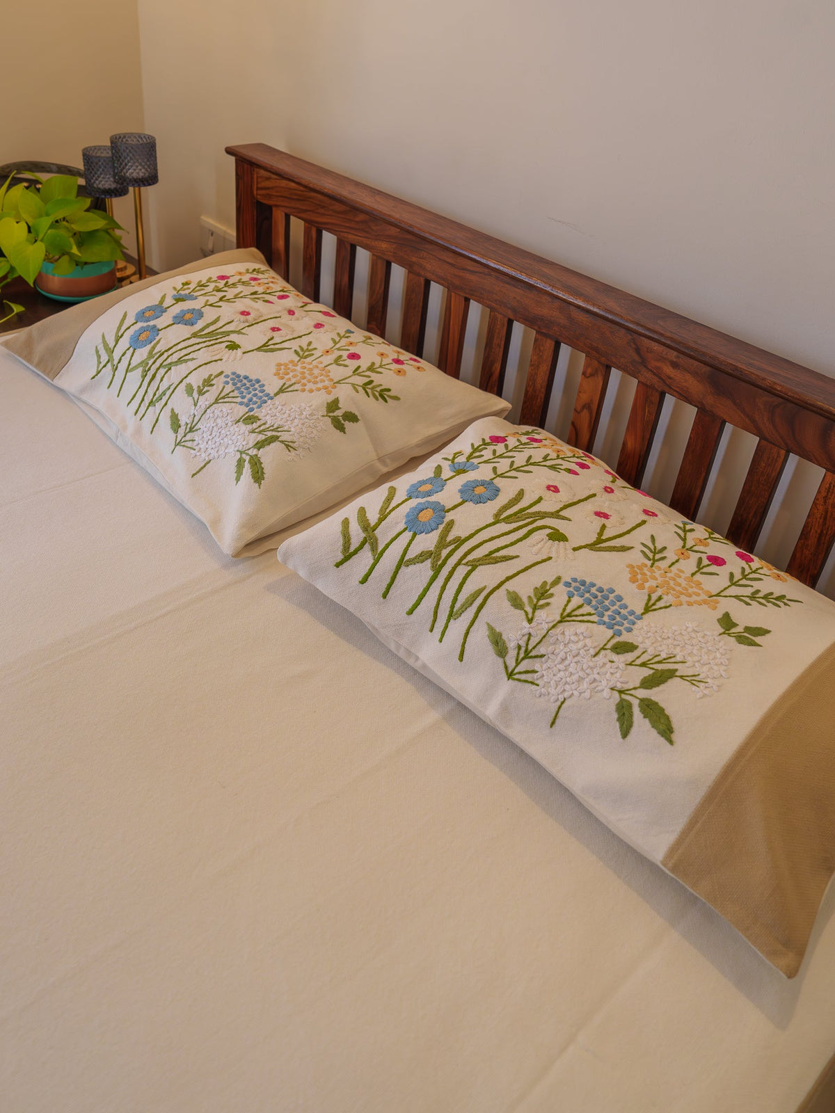 Blossom Bliss Hand Embroidered Bedcover