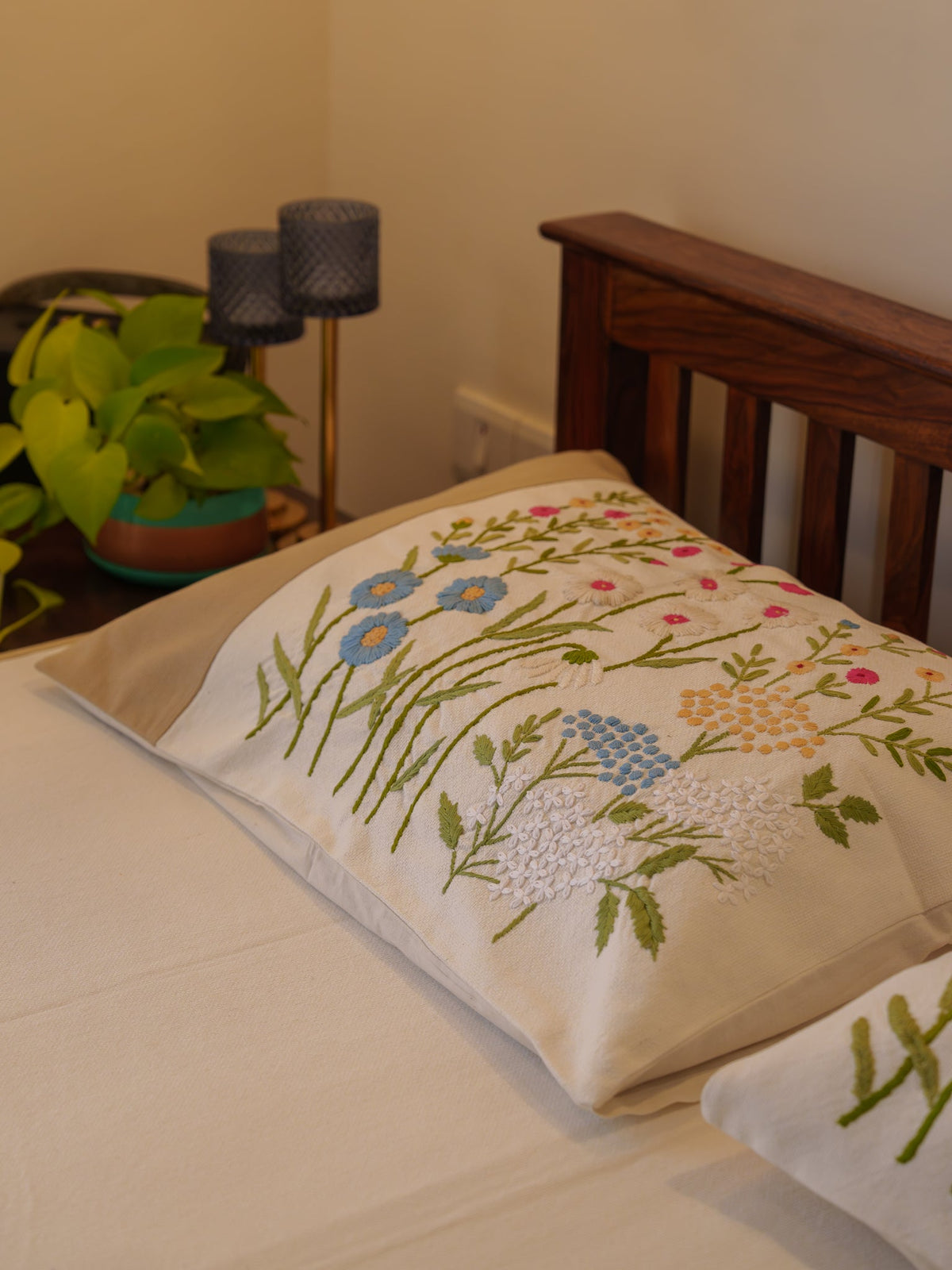 Blossom Bliss Hand Embroidered Bedcover
