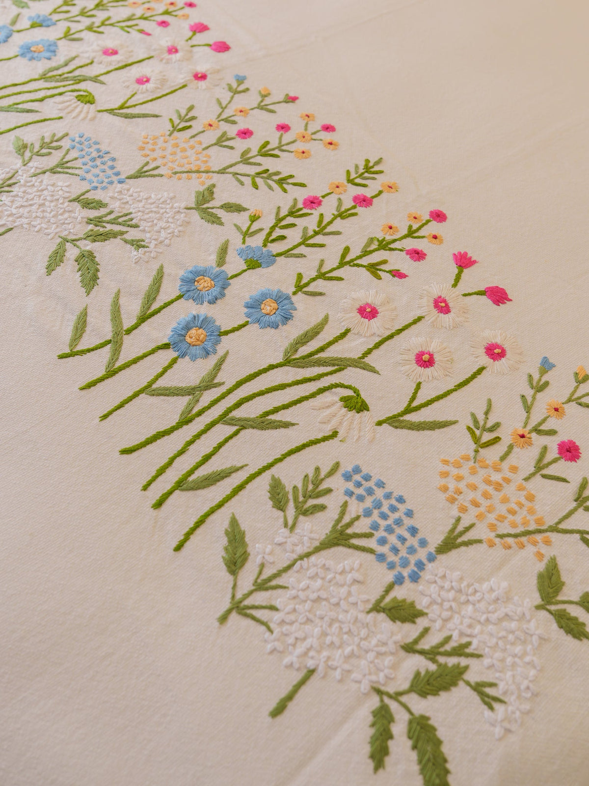 Blossom Bliss Hand Embroidered Bedcover