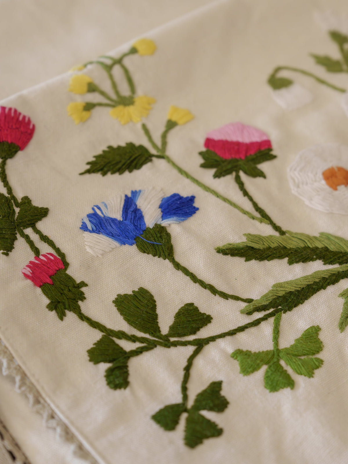 Bouquet Hand Embroidered Table Runner